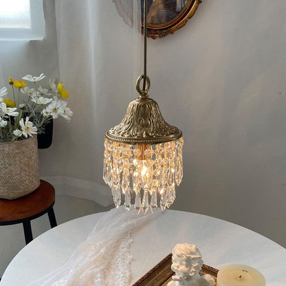 Contemporary Luxury Teardrop Crystal Iron 1-light Pendant Light for Living Room