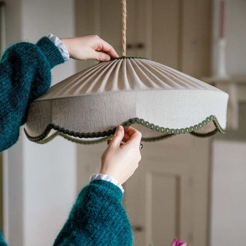 Traditional European Round Fabric 1-light Pendant Light for Living Room