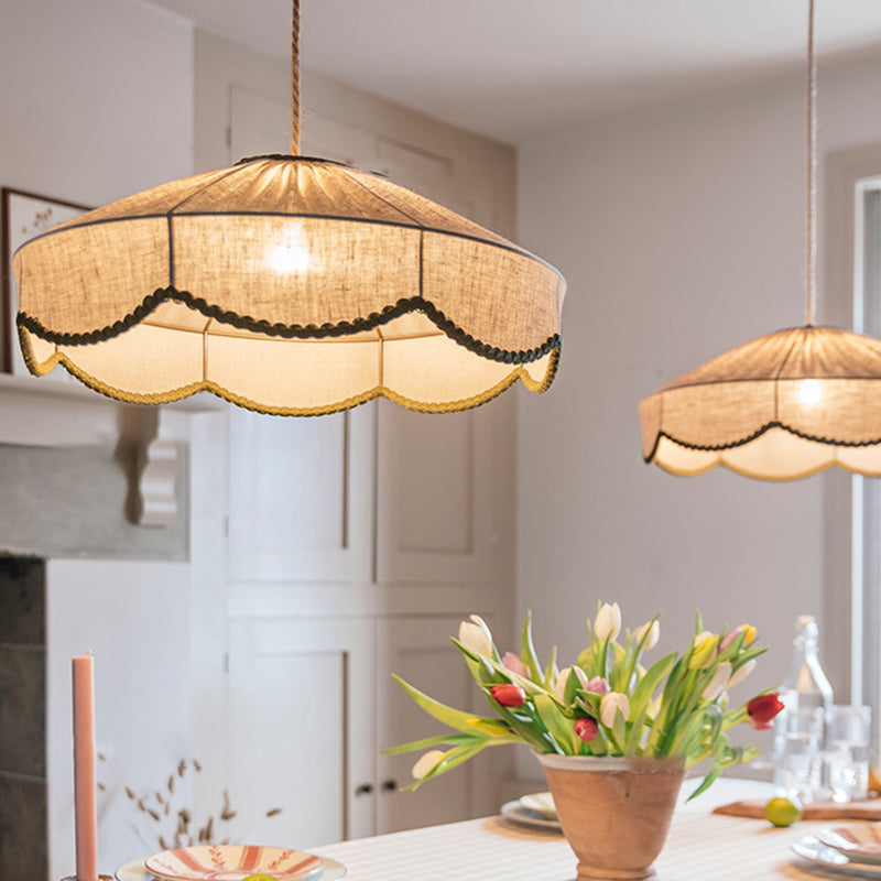 Traditional European Round Fabric 1-light Pendant Light for Living Room