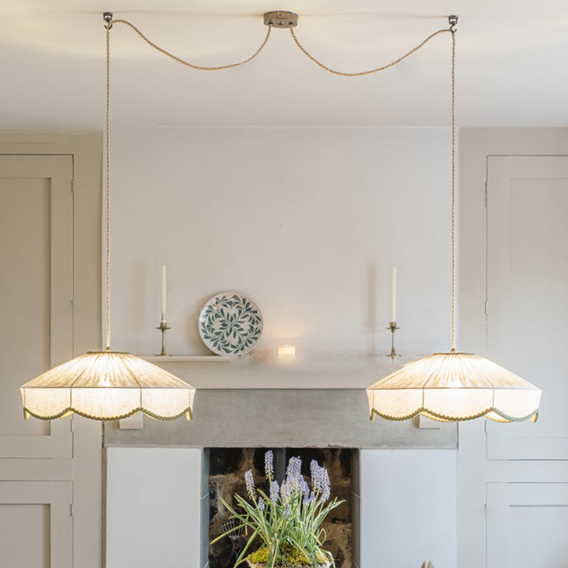 Traditional European Round Fabric 1-light Pendant Light for Living Room