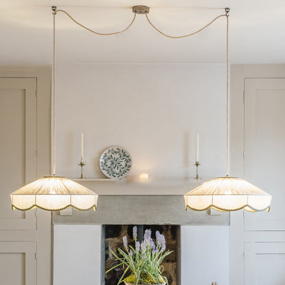 Traditional European Round Fabric 1-light Pendant Light for Living Room