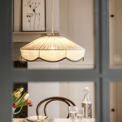 Traditional European Round Fabric 1-light Pendant Light for Living Room