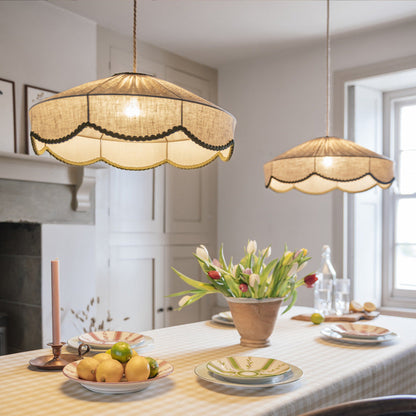 Traditional European Round Fabric 1-light Pendant Light for Living Room