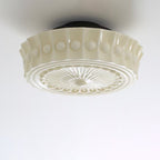 Contemporary Retro Drum Iron Glass 1-Light Semi-Flush Mount Ceiling Light For Living Room