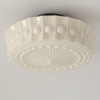Contemporary Retro Drum Iron Glass 1-Light Semi-Flush Mount Ceiling Light For Living Room