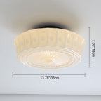 Contemporary Retro Drum Iron Glass 1-Light Semi-Flush Mount Ceiling Light For Living Room