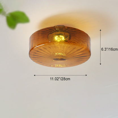 Contemporary Scandinavian Round Iron Glass LED Semi-flush Mount Ceiling Light for Living Room