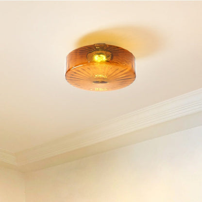 Contemporary Scandinavian Round Iron Glass LED Semi-flush Mount Ceiling Light for Living Room