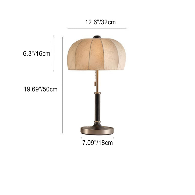 Traditional French Dome Wood Iron Fabric 1-Light Table Lamp For Living Room Lumendat