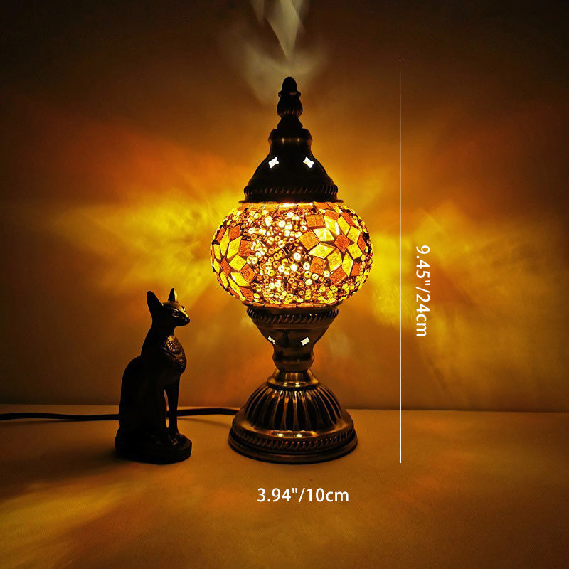 Traditional Tiffany Oval Glass Iron 1-Light Table Lamp For Living Room Lumendat