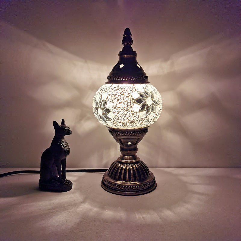 Traditional Tiffany Oval Glass Iron 1-Light Table Lamp For Living Room Lumendat