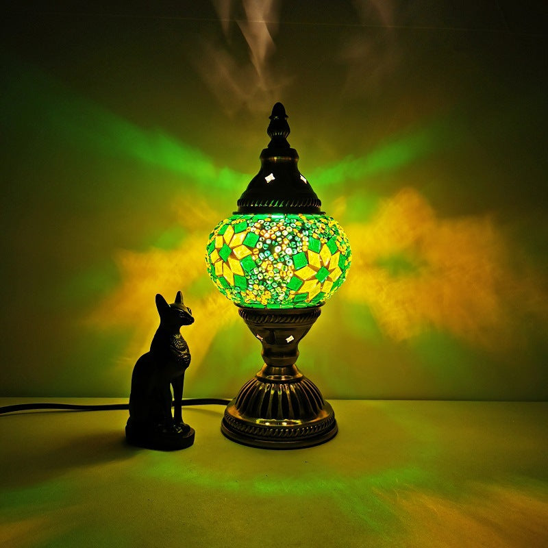 Traditional Tiffany Oval Glass Iron 1-Light Table Lamp For Living Room Lumendat