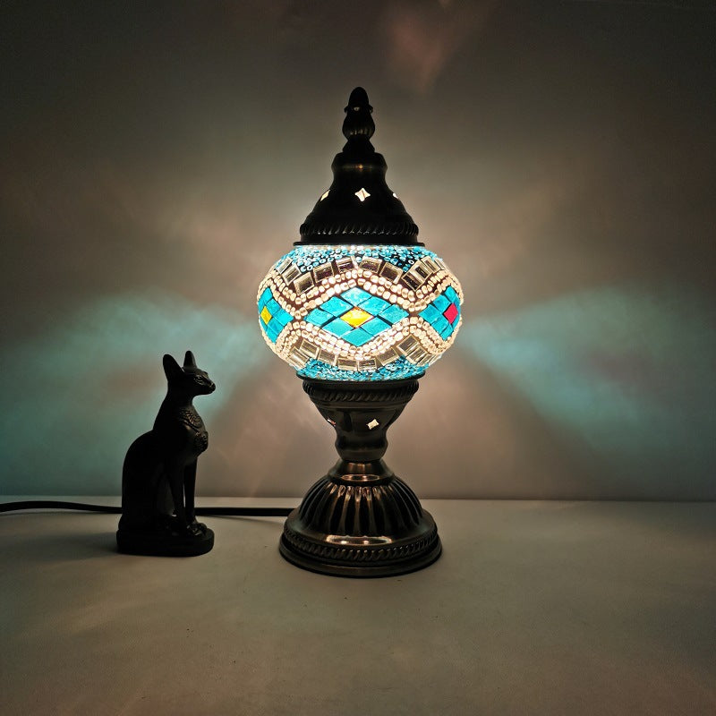 Traditional Tiffany Oval Glass Iron 1-Light Table Lamp For Living Room Lumendat