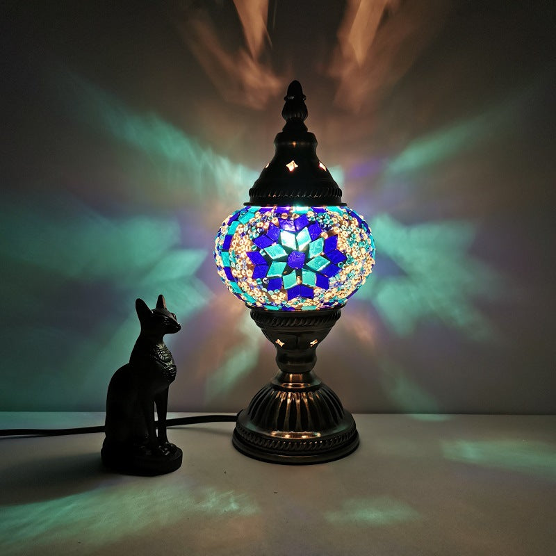 Traditional Tiffany Oval Glass Iron 1-Light Table Lamp For Living Room Lumendat