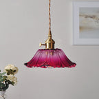 Contemporary Nordic Flower Glass Copper 1-light Pendant Light for Living Room BulbSquare