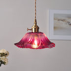 Contemporary Nordic Flower Glass Copper 1-light Pendant Light for Living Room BulbSquare