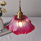 Contemporary Nordic Flower Glass Copper 1-light Pendant Light for Living Room BulbSquare