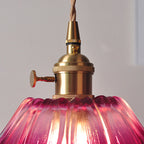 Contemporary Nordic Flower Glass Copper 1-light Pendant Light for Living Room BulbSquare