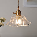 Contemporary Nordic Flower Glass Copper 1-light Pendant Light for Living Room BulbSquare