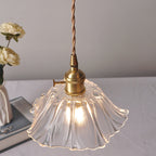 Contemporary Nordic Flower Glass Copper 1-light Pendant Light for Living Room BulbSquare