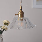 Contemporary Nordic Flower Glass Copper 1-light Pendant Light for Living Room BulbSquare