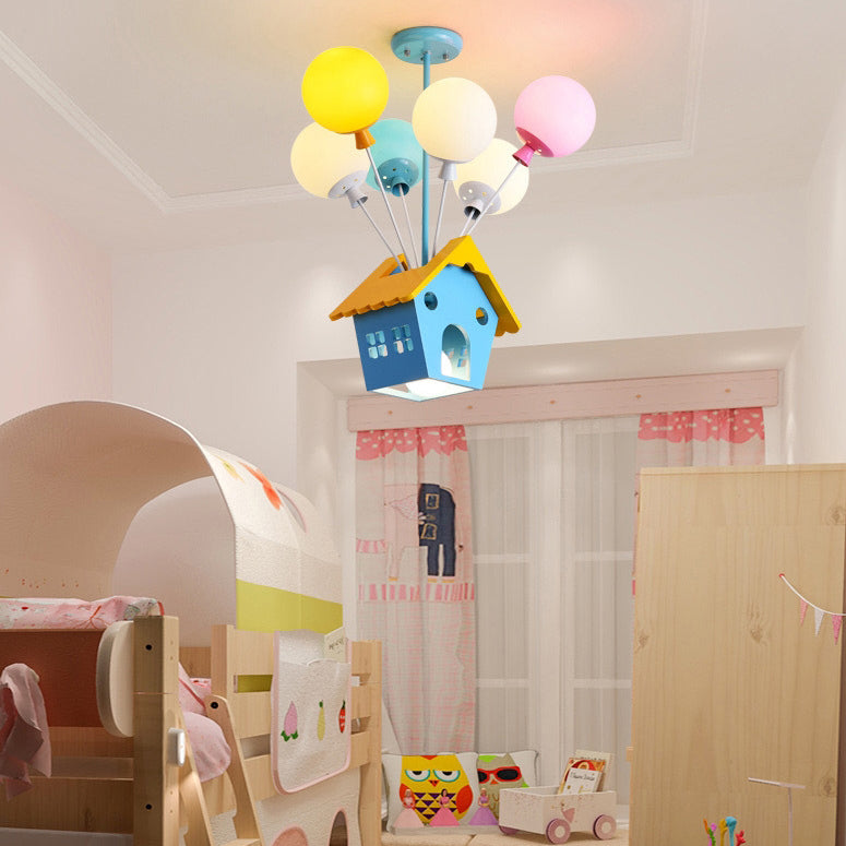 Lumendat Contemporary Creative House Wood Acrylic Iron 7-Light Kids Chandelier For Bedroom Lumendat