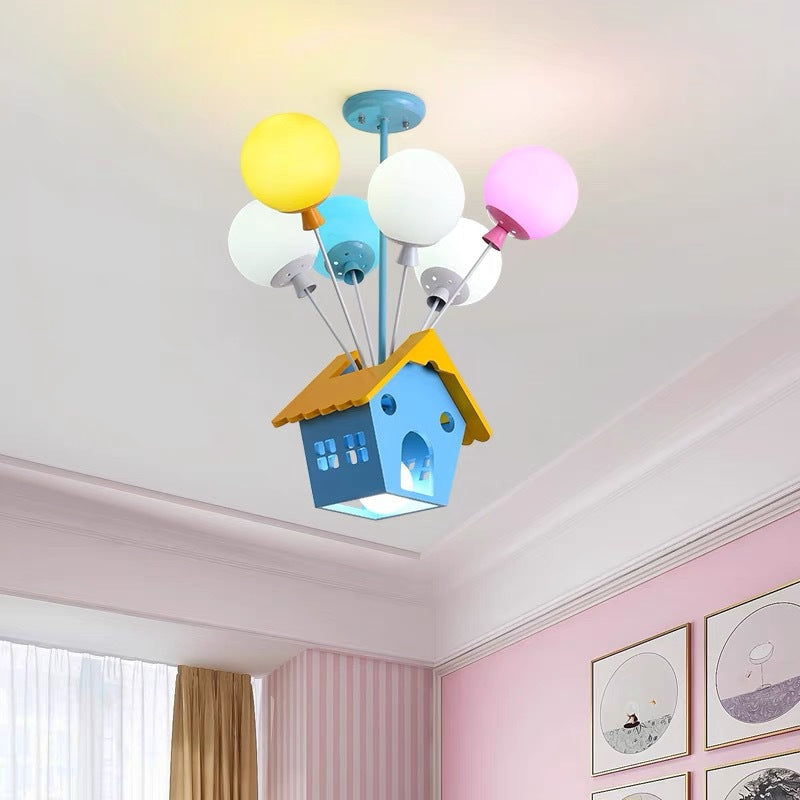 Lumendat Contemporary Creative House Wood Acrylic Iron 7-Light Kids Chandelier For Bedroom Lumendat