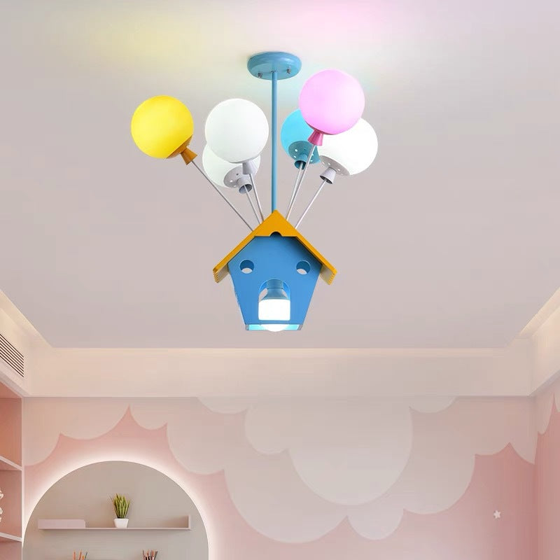 Lumendat Contemporary Creative House Wood Acrylic Iron 7-Light Kids Chandelier For Bedroom Lumendat