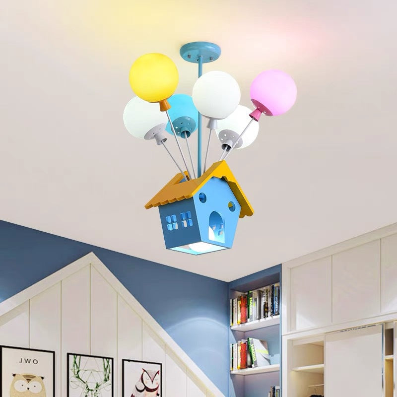 Lumendat Contemporary Creative House Wood Acrylic Iron 7-Light Kids Chandelier For Bedroom Lumendat
