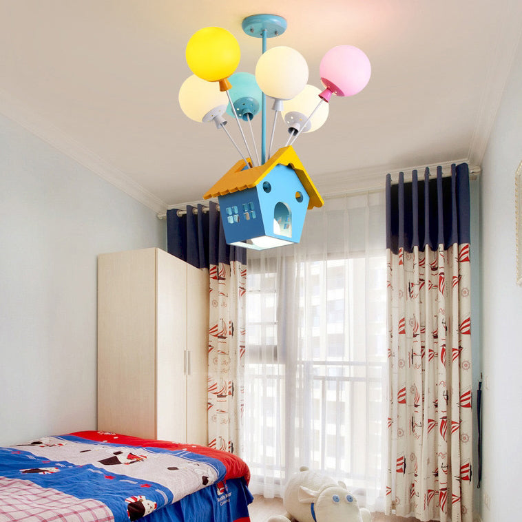 Lumendat Contemporary Creative House Wood Acrylic Iron 7-Light Kids Chandelier For Bedroom Lumendat