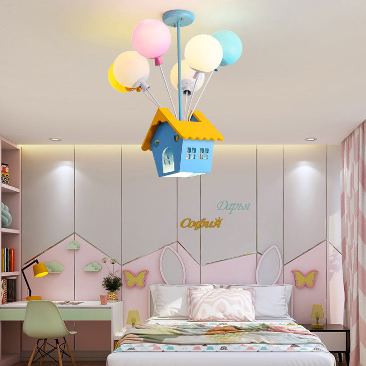 Lumendat Contemporary Creative House Wood Acrylic Iron 7-Light Kids Chandelier For Bedroom Lumendat