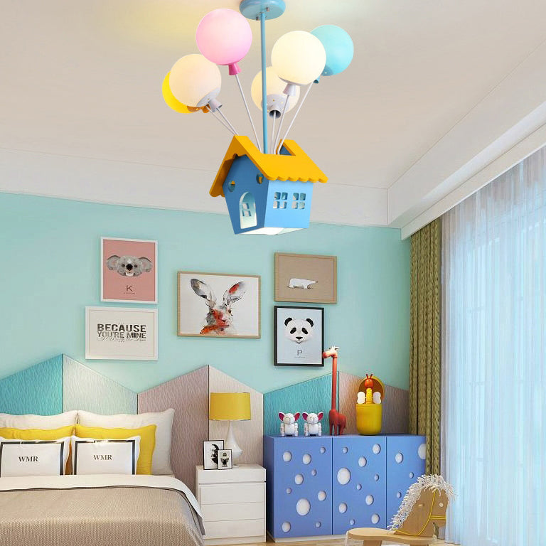 Lumendat Contemporary Creative House Wood Acrylic Iron 7-Light Kids Chandelier For Bedroom Lumendat