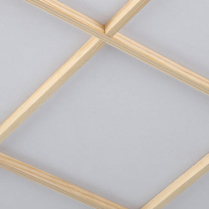 Traditional Japanese Square Wood Paper LED Flush Mount Ceiling Light For Living Room