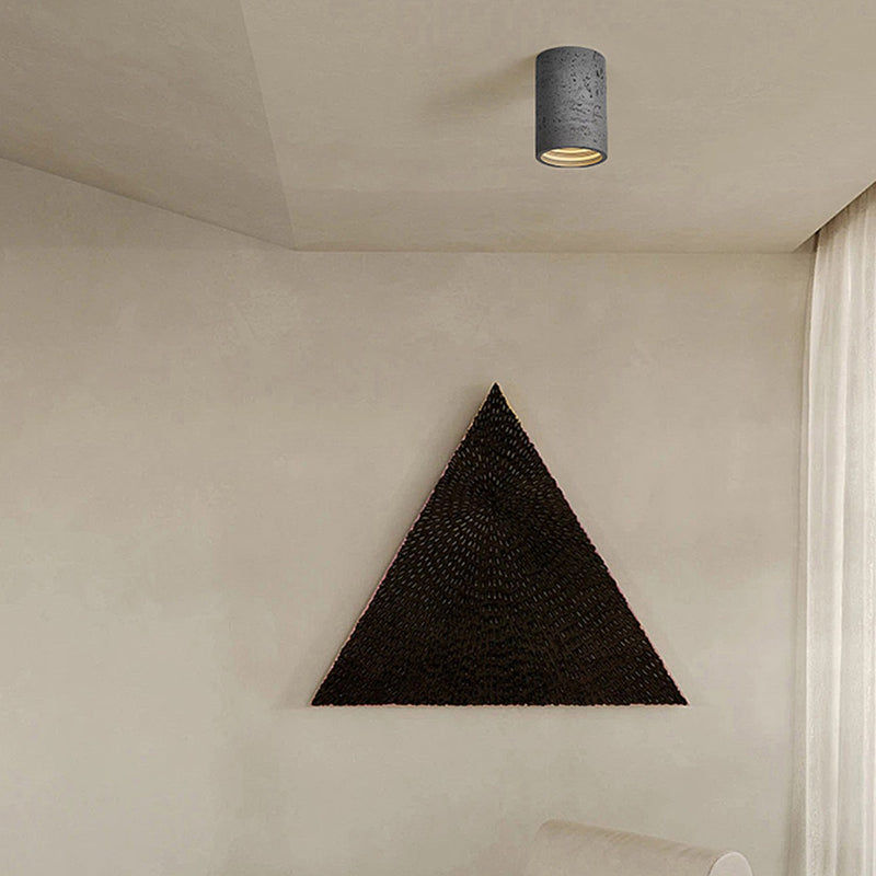 Traditional Japanese Column Iron Resin LED Flush Mount Ceiling Light For Living Room Lumendat