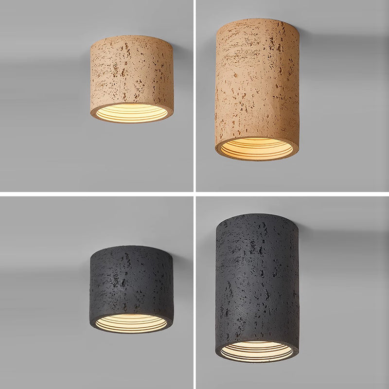 Traditional Japanese Column Iron Resin LED Flush Mount Ceiling Light For Living Room Lumendat