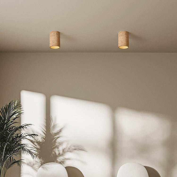 Traditional Japanese Column Iron Resin LED Flush Mount Ceiling Light For Living Room Lumendat