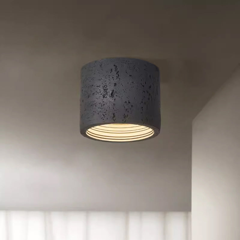 Traditional Japanese Column Iron Resin LED Flush Mount Ceiling Light For Living Room Lumendat