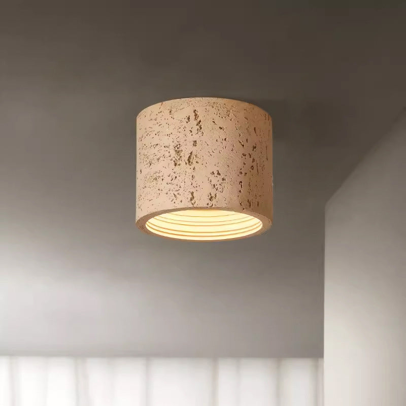 Traditional Japanese Column Iron Resin LED Flush Mount Ceiling Light For Living Room Lumendat