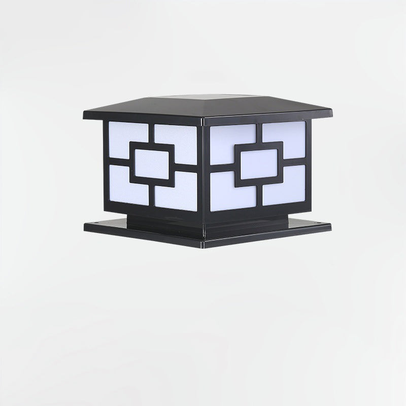 Contemporary Industrial ABS Cube LED Waterproof Solar Post Lamp For Outdoor Patio Lumendat
