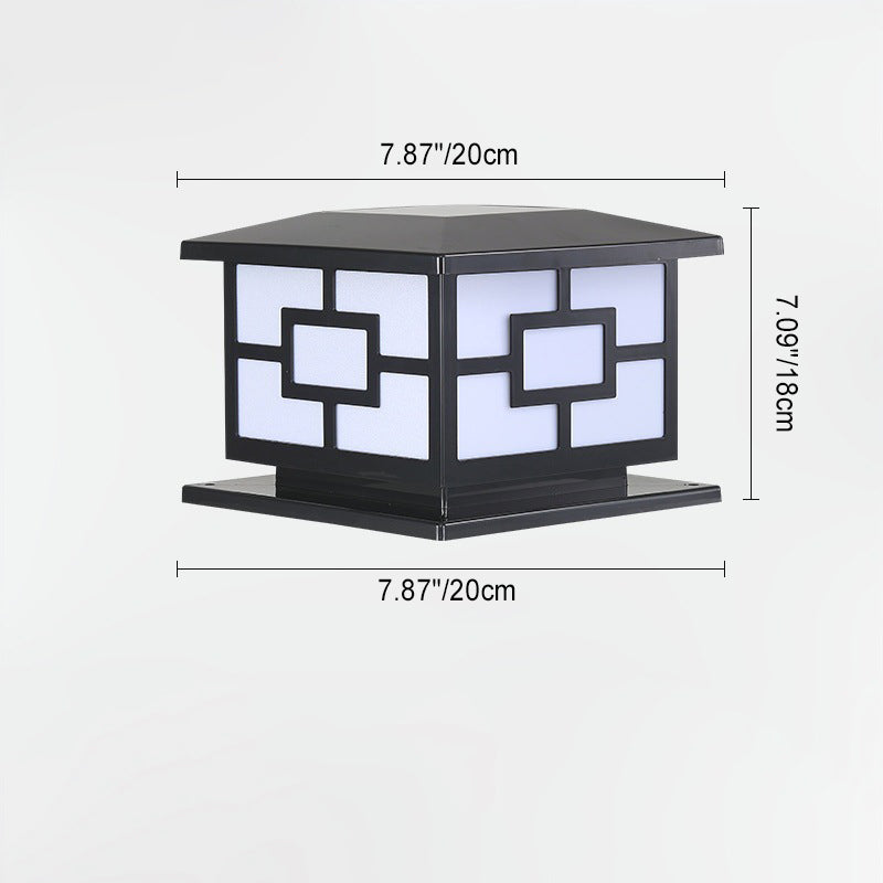 Contemporary Industrial ABS Cube LED Waterproof Solar Post Lamp For Outdoor Patio Lumendat