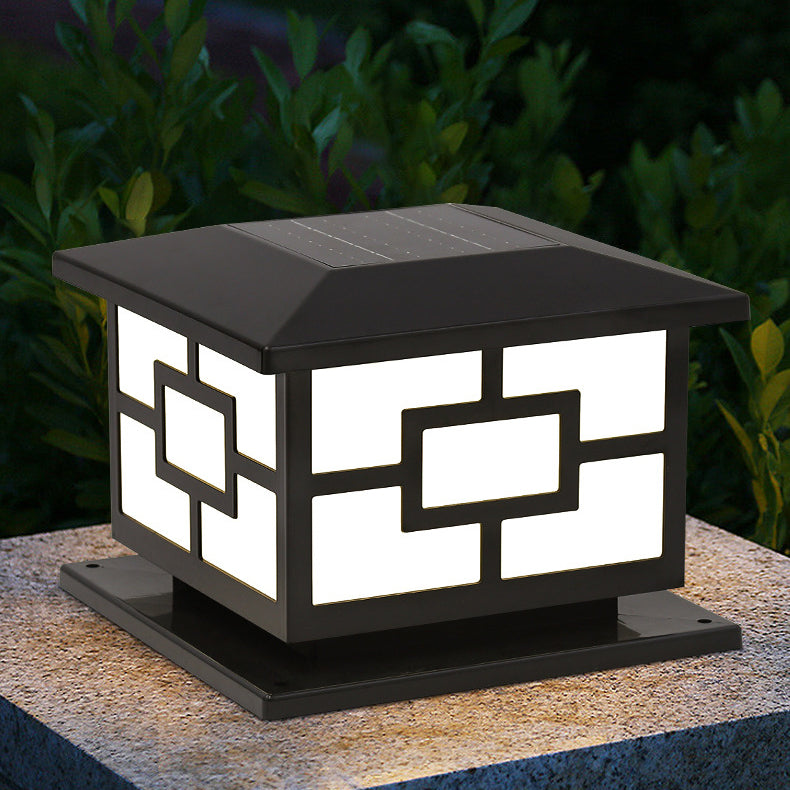 Contemporary Industrial ABS Cube LED Waterproof Solar Post Lamp For Outdoor Patio Lumendat