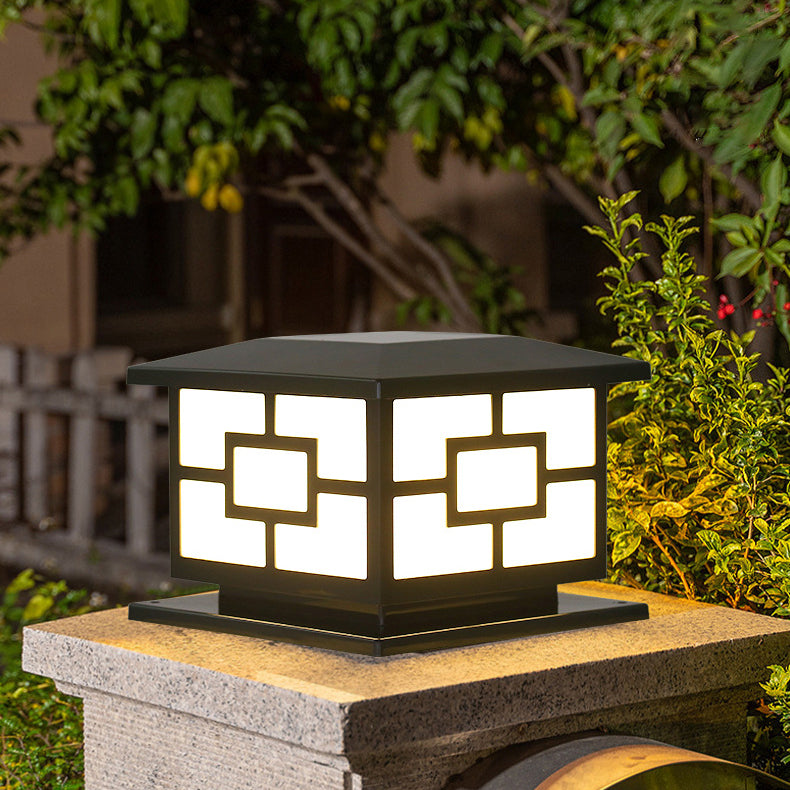 Contemporary Industrial ABS Cube LED Waterproof Solar Post Lamp For Outdoor Patio Lumendat