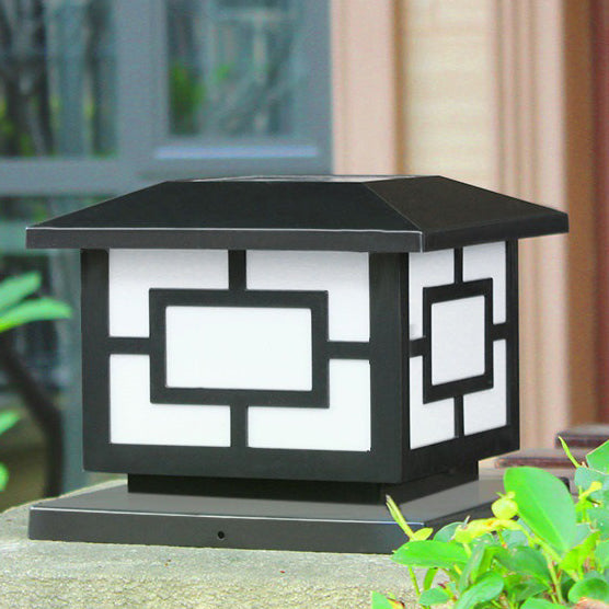 Contemporary Industrial ABS Cube LED Waterproof Solar Post Lamp For Outdoor Patio Lumendat