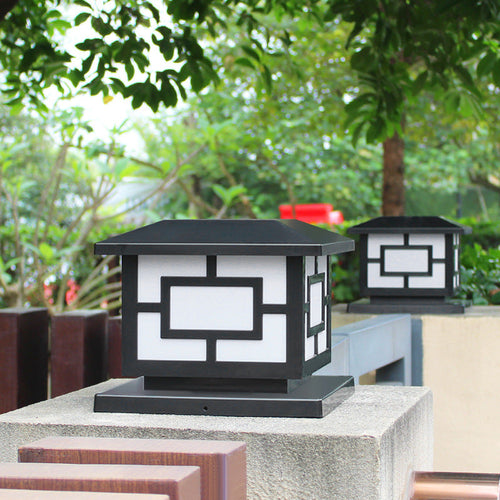 Contemporary Industrial ABS Cube LED Waterproof Solar Post Lamp For Outdoor Patio Lumendat
