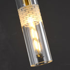 Modern Luxury Cylindrical All-Copper Glass 1-Light Pendant Light For Bedroom