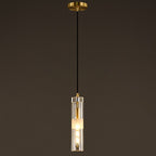 Modern Luxury Cylindrical All-Copper Glass 1-Light Pendant Light For Bedroom