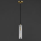 Modern Luxury Cylindrical All-Copper Glass 1-Light Pendant Light For Bedroom
