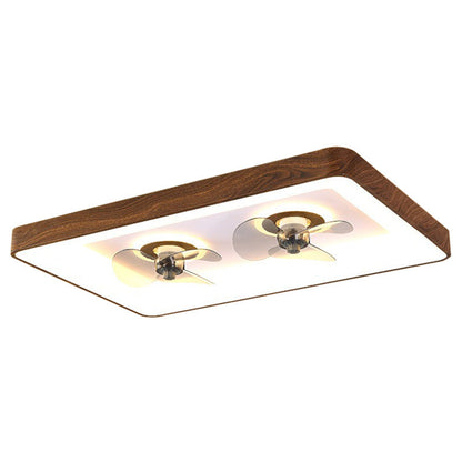 Contemporary Creative Round Square Iron Acrylic Plastic LED Flush Mount Ceiling Fan Light For Bedroom