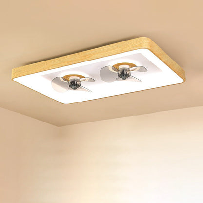 Contemporary Creative Round Square Iron Acrylic Plastic LED Flush Mount Ceiling Fan Light For Bedroom