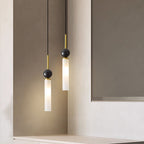Modern Minimalist Linear Cylindrical Spherical Marble Copper Acrylic 1-light Pendant Light for Bedroom